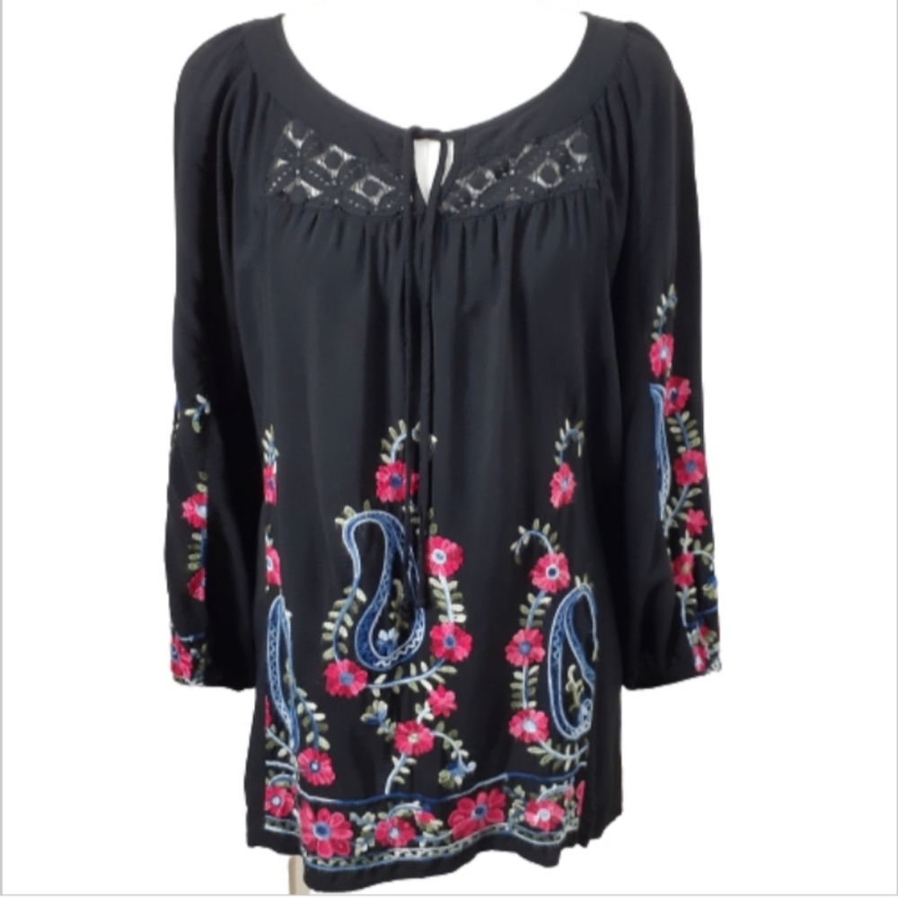 Anthropologie Fig and Flower Boho Peasant Top - Picture 1 of 9